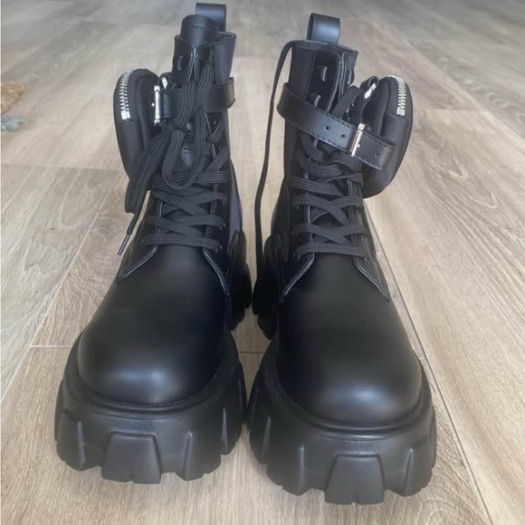 Men’s Prada Monolith Brushed Leather & Re-Nylon Boots with Pouch - Picture 2 of 8